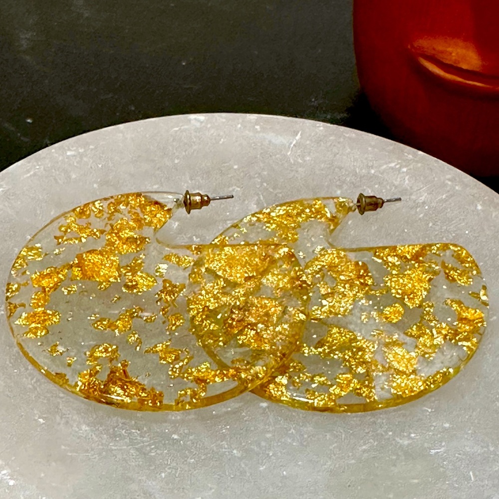 Gold Flake Hoop Earrings